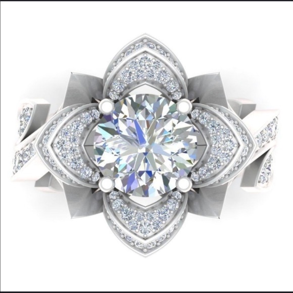 5.4 Ct. AAA Platinum Engagement Ring & Band - Picture 4 of 8